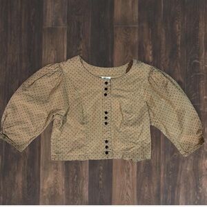 Byer California Blouse - Tan with Black Dots